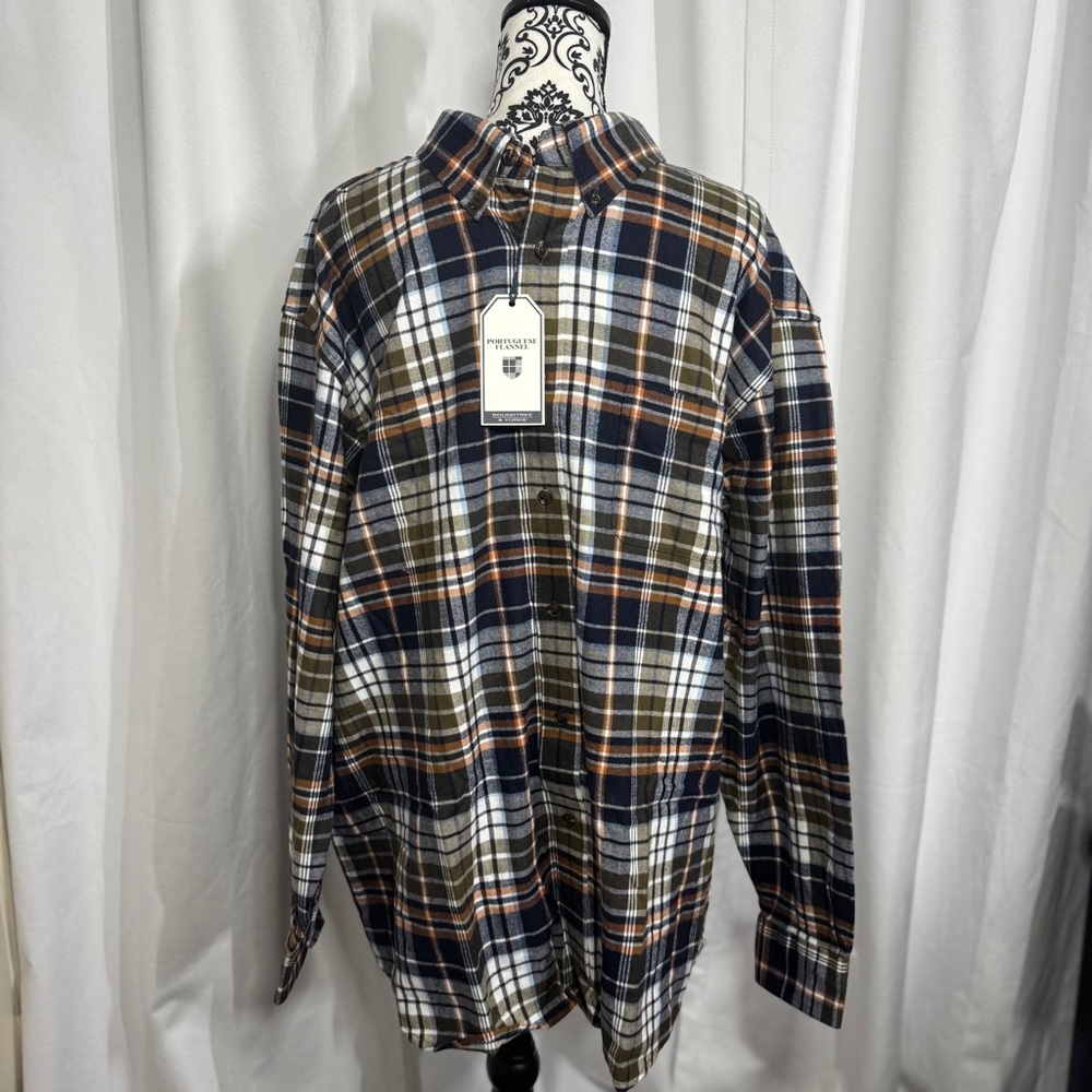 Roundtree & Yorke Plaid Button Down Shirt - Blue, Green, Orange